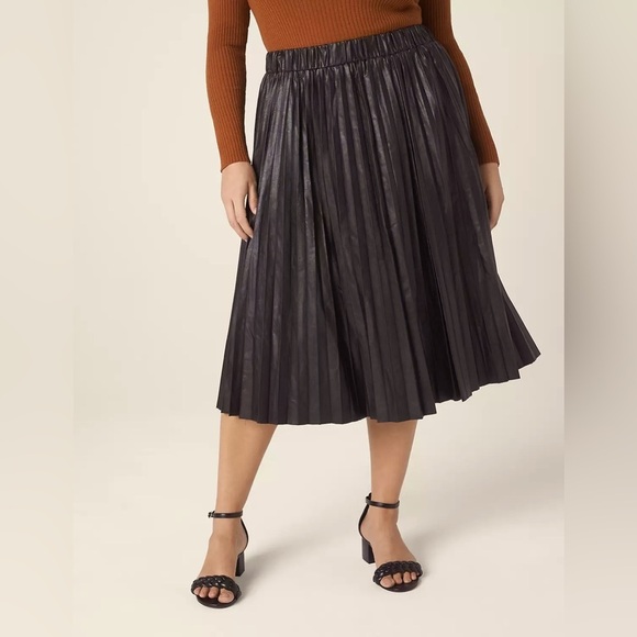 Lane Bryant Dresses & Skirts - Lane Bryant Faux Leather Pleated Midi Skirt 18/20